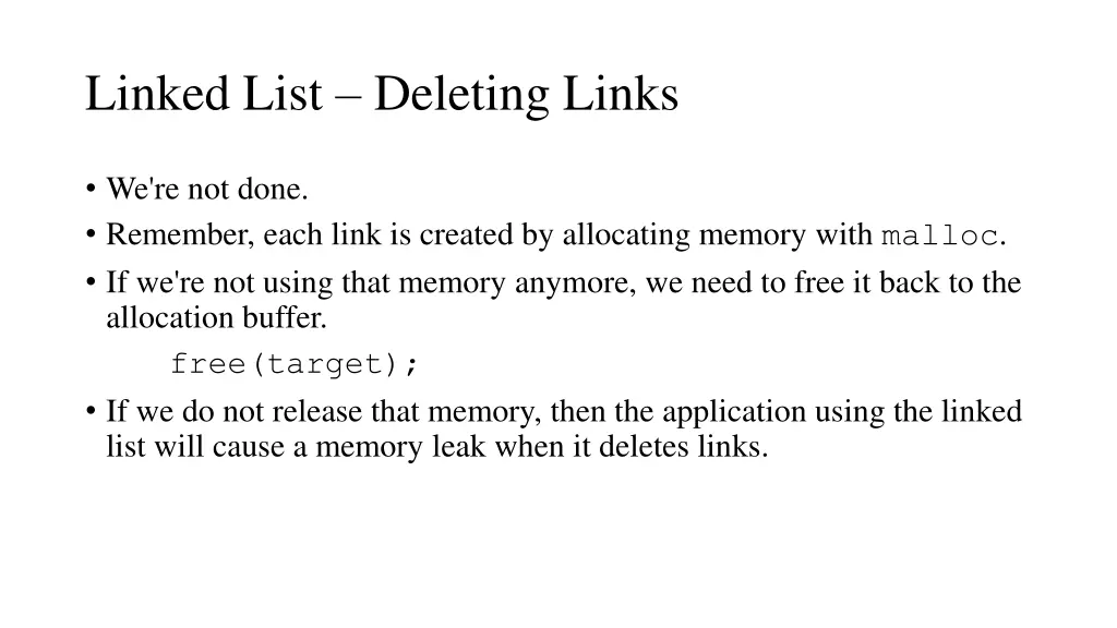 linked list deleting links 2