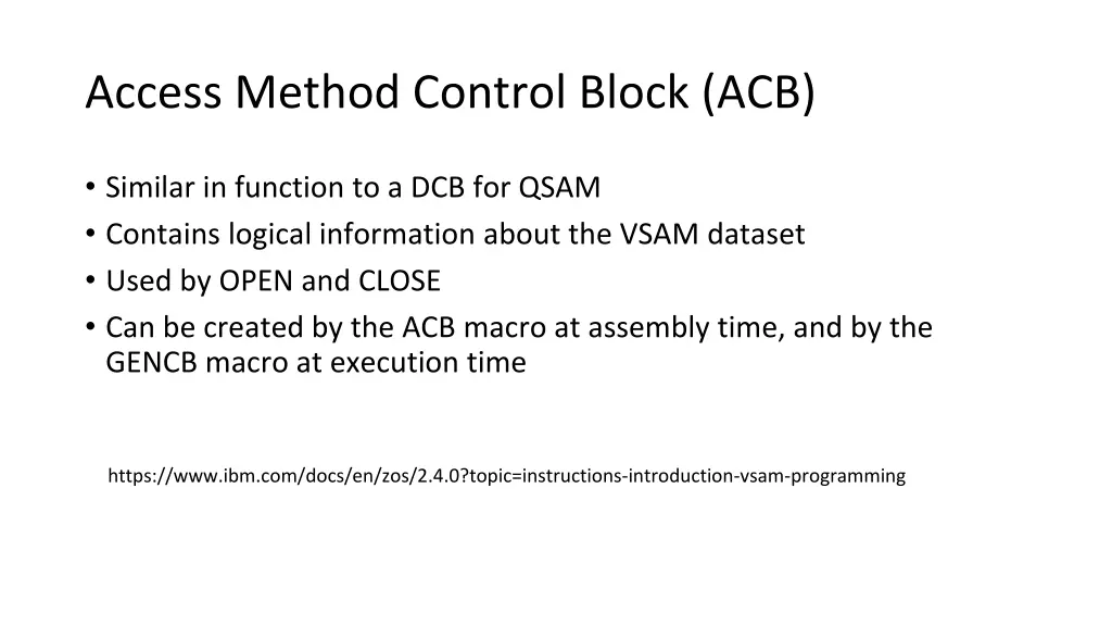 access method control block acb