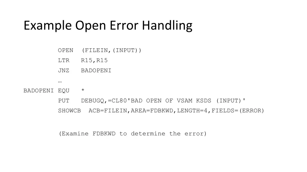 example open error handling