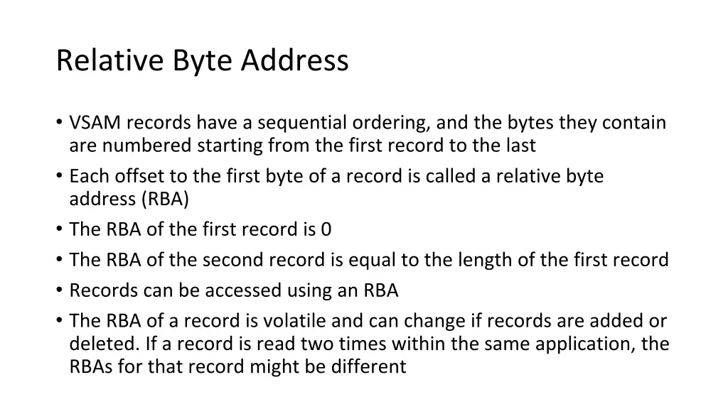 relative byte address