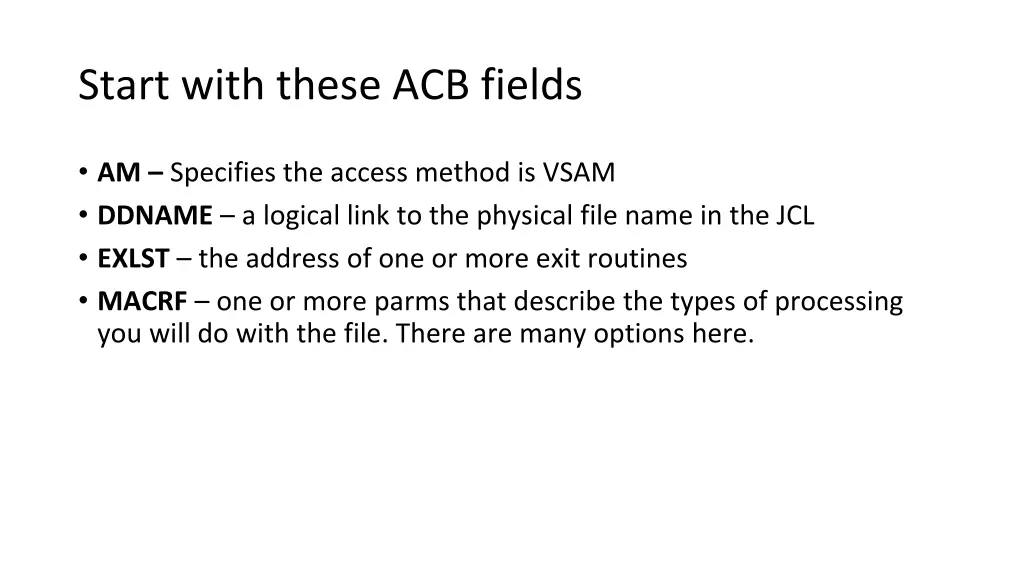 start with these acb fields