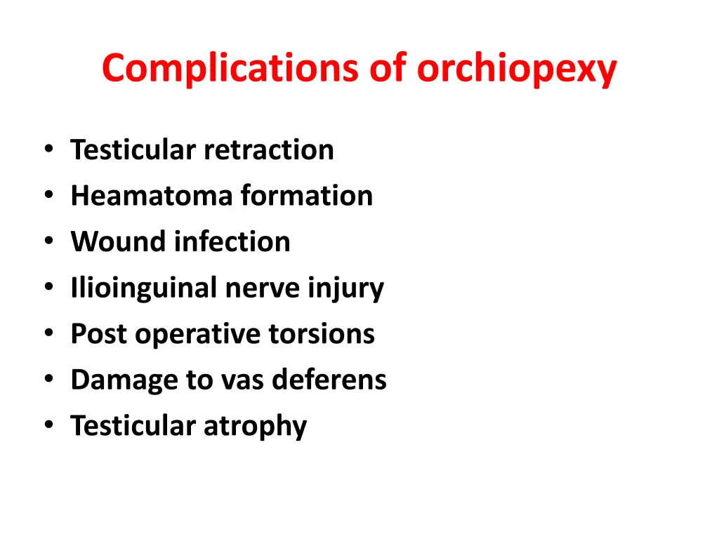 complications of orchiopexy