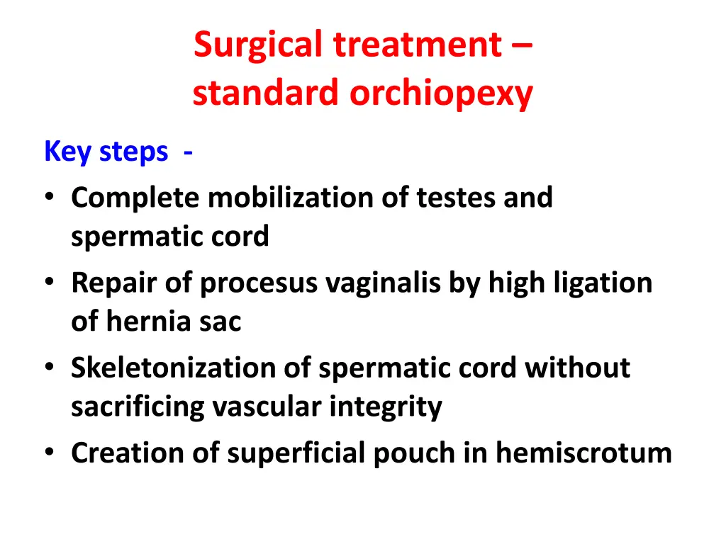 surgical treatment standard orchiopexy