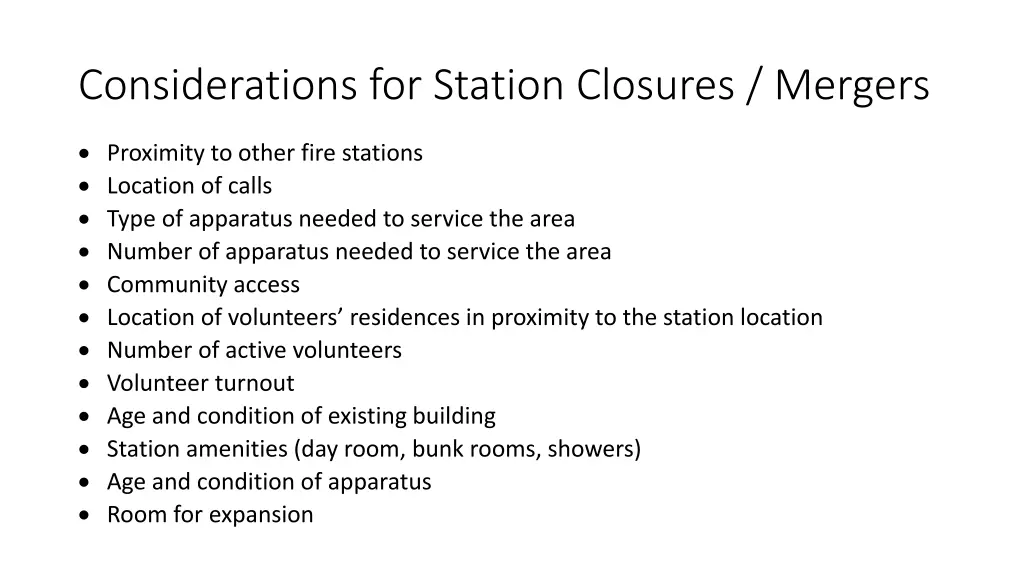 considerations for station closures mergers