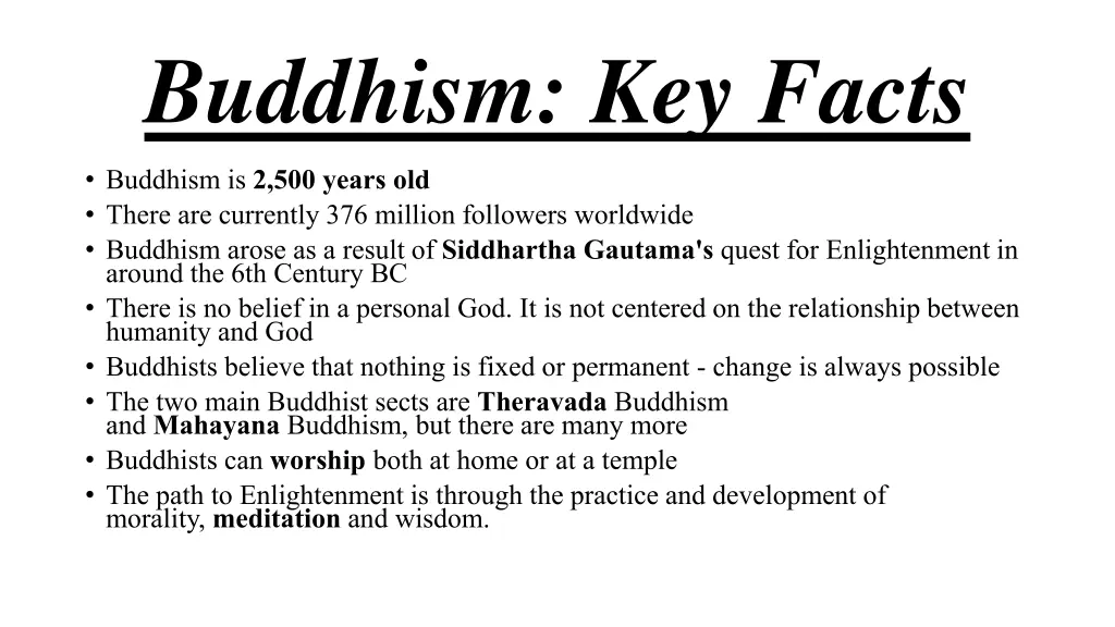 buddhism key facts