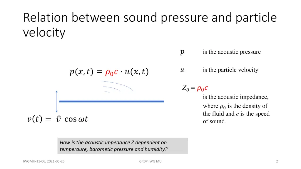 relation between sound pressure and particle