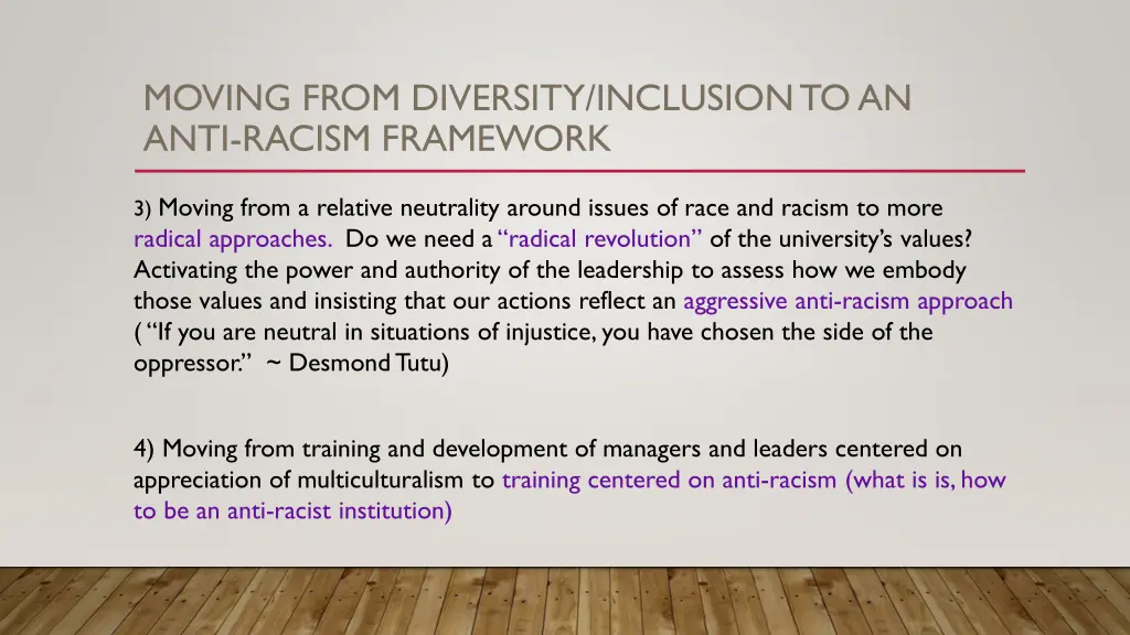 moving from diversity inclusion to an anti racism 1