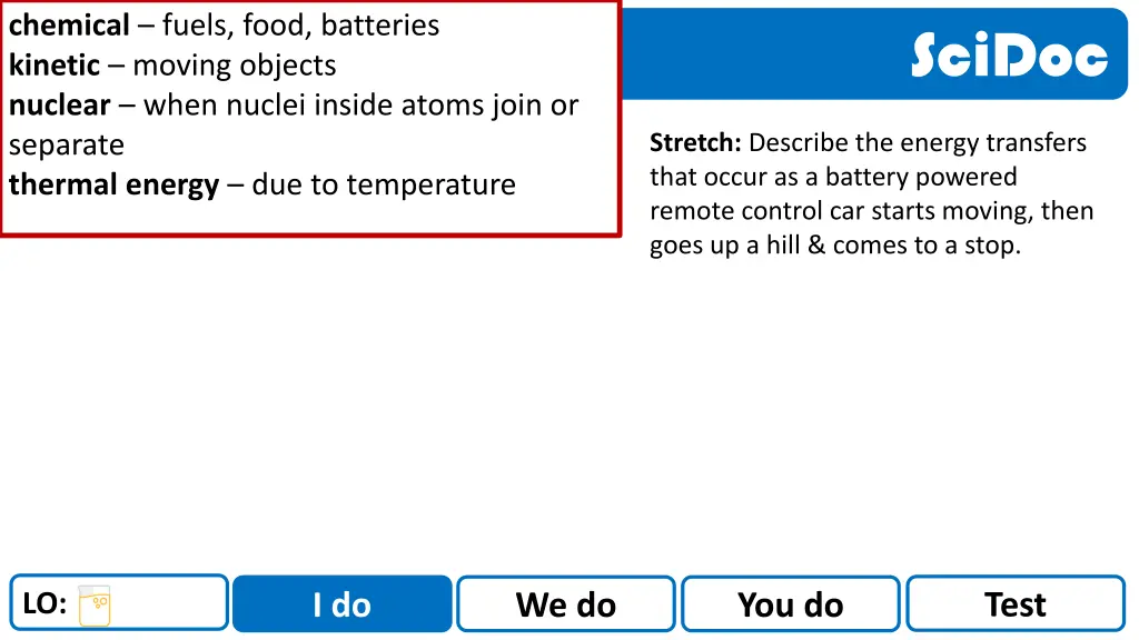 chemical fuels food batteries kinetic moving