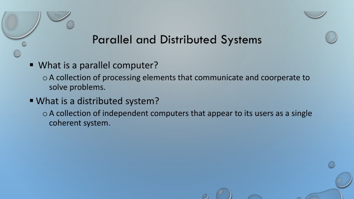 parallel and distributed systems