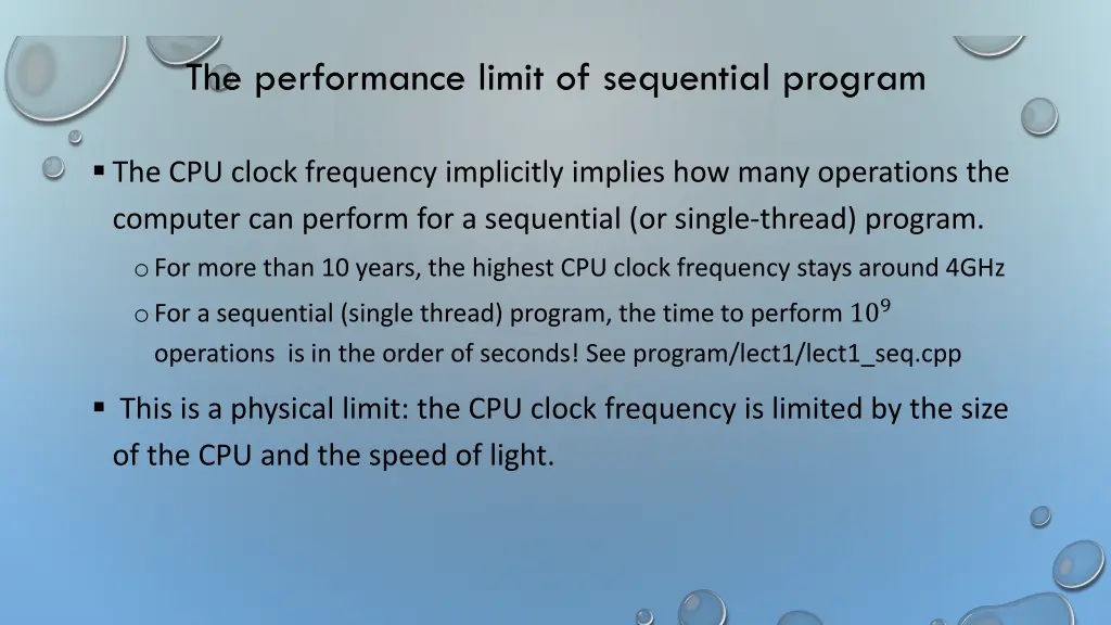 the performance limit of sequential program