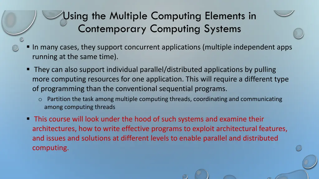 using the multiple computing elements