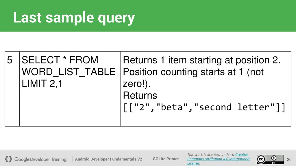 last sample query