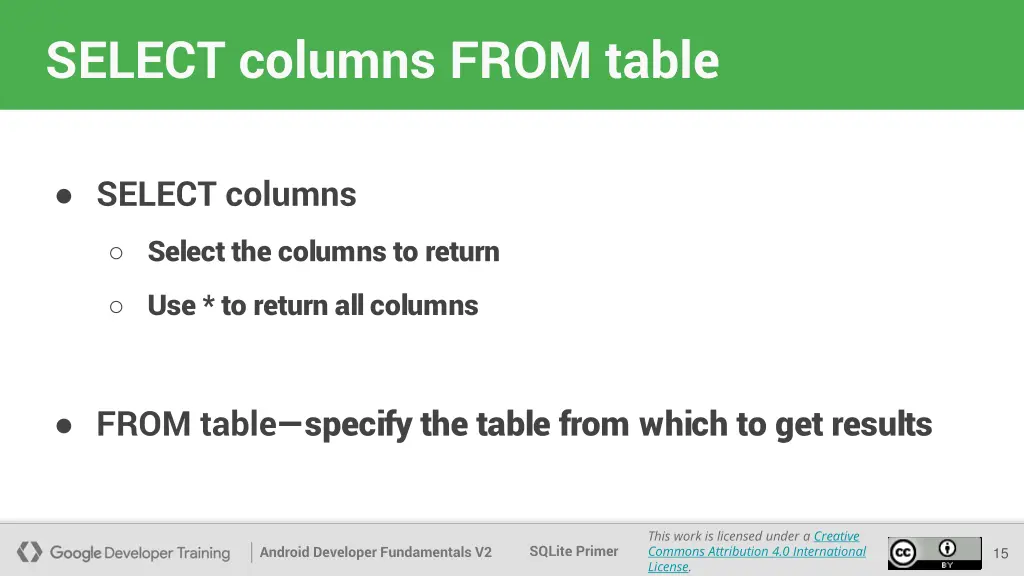 select columns from table