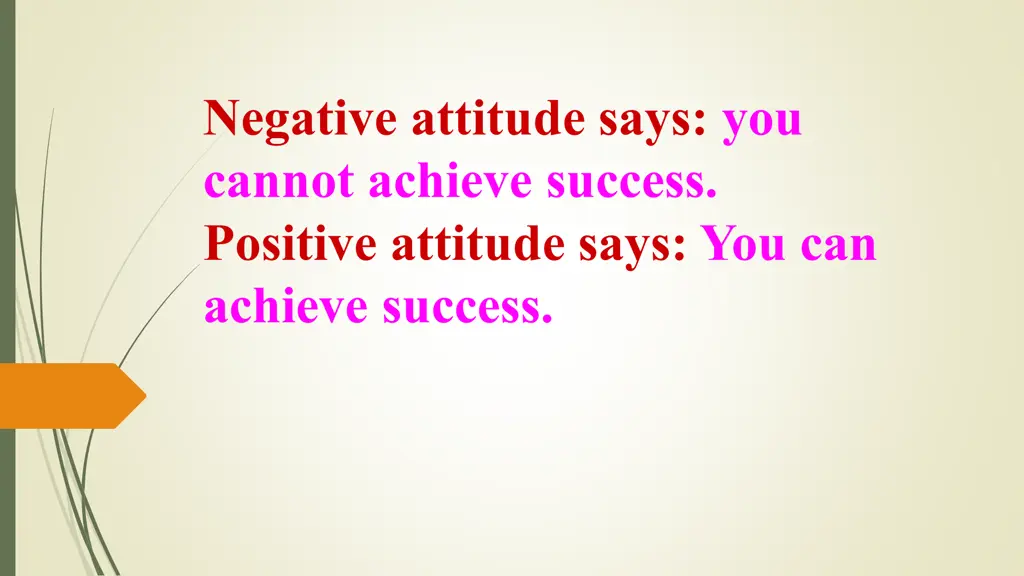 negative attitude says you cannot achieve success