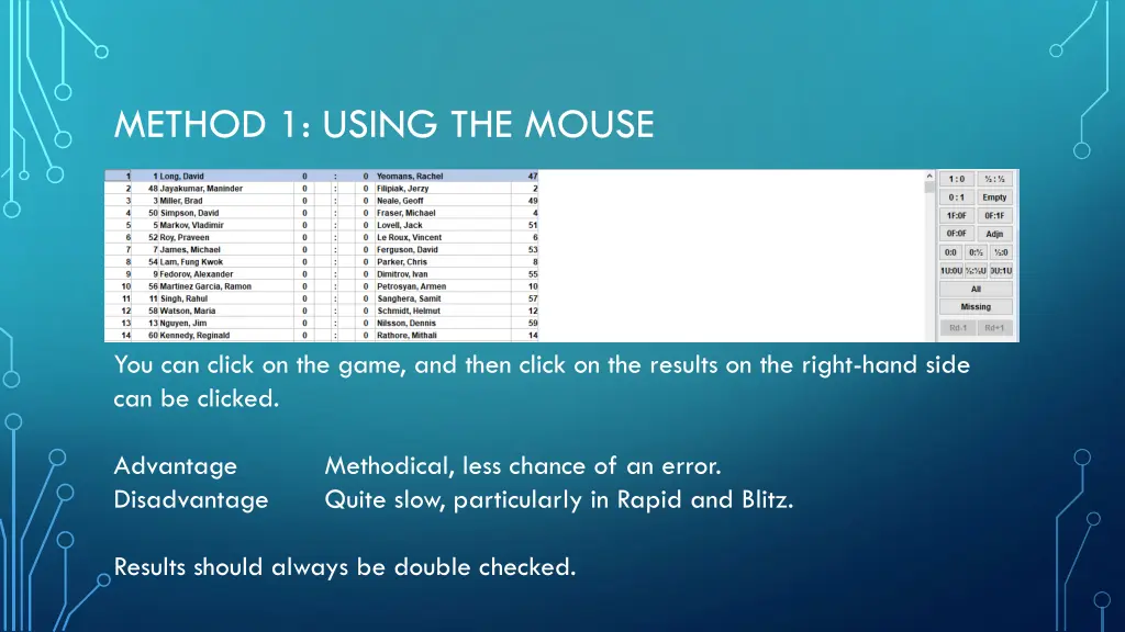 method 1 using the mouse