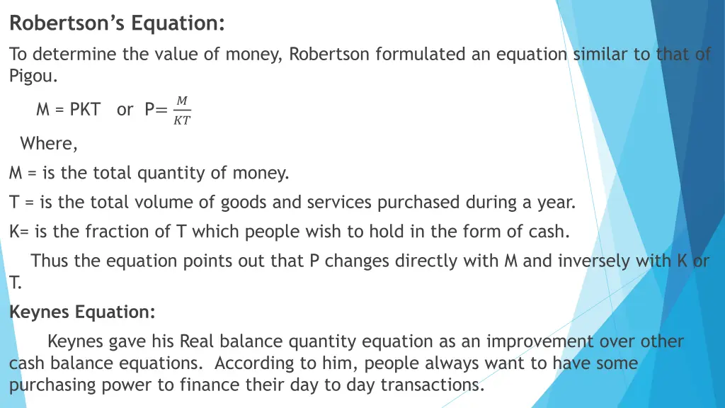 robertson s equation to determine the value