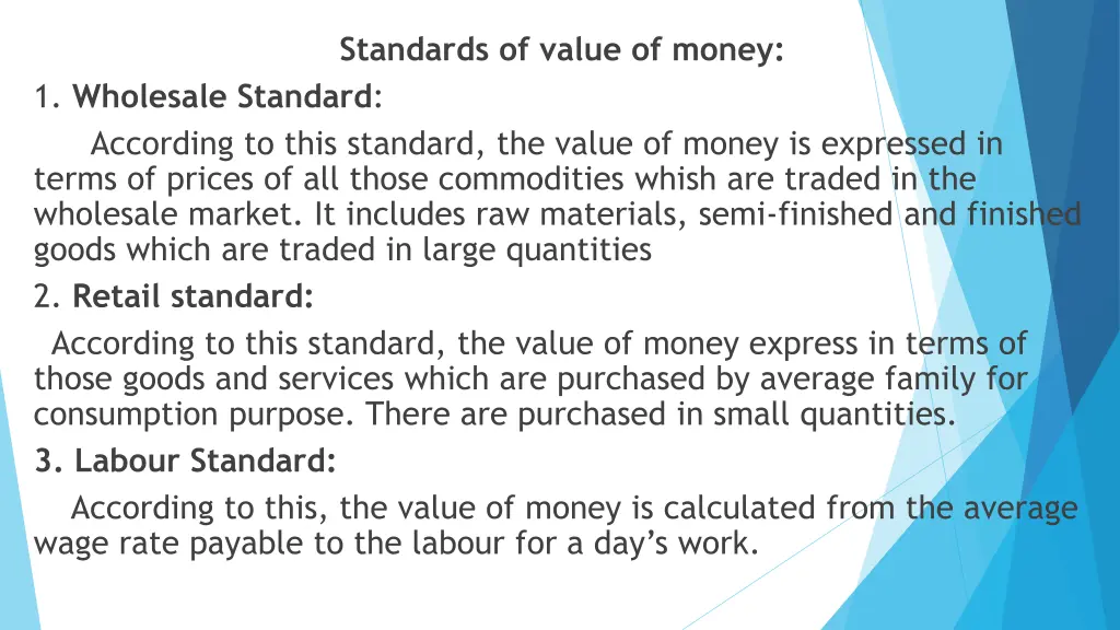 standards of value of money