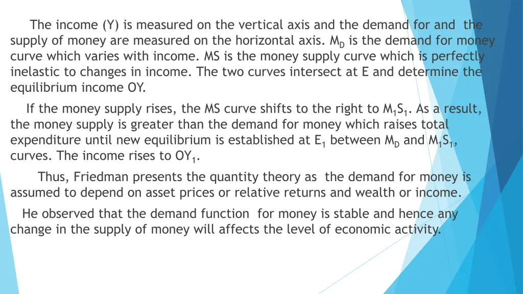 the income y is measured on the vertical axis