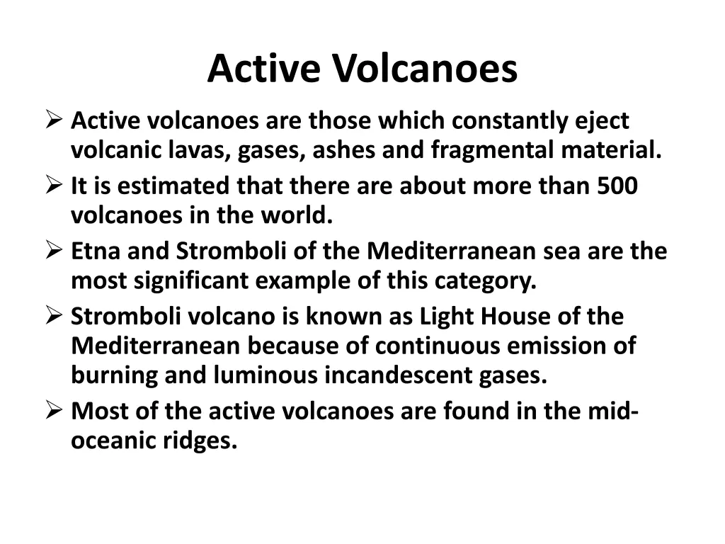 active volcanoes