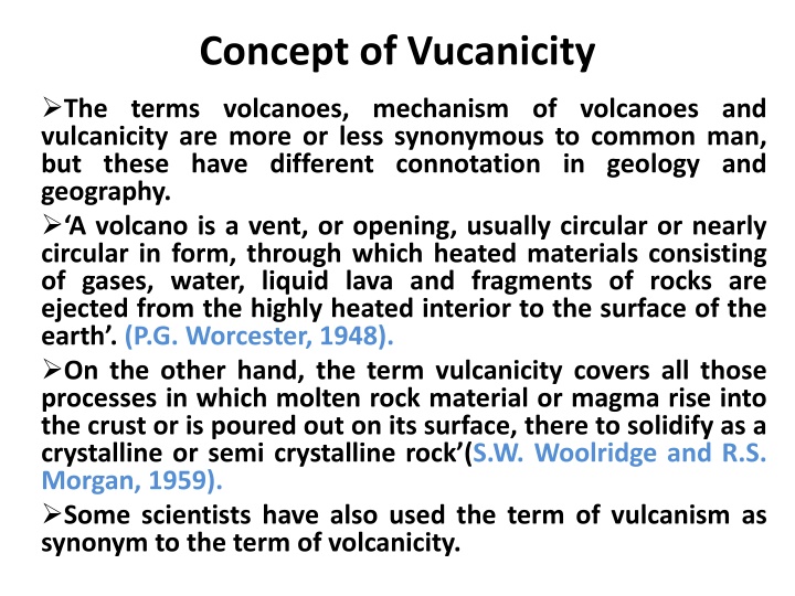 concept of vucanicity