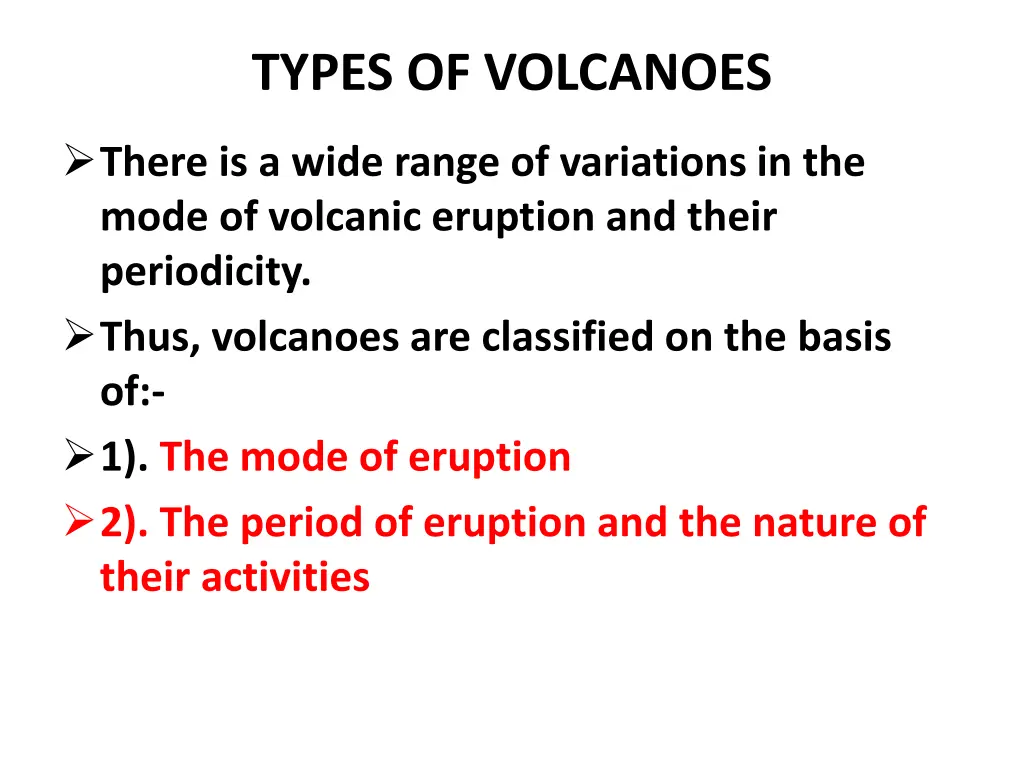 types of volcanoes