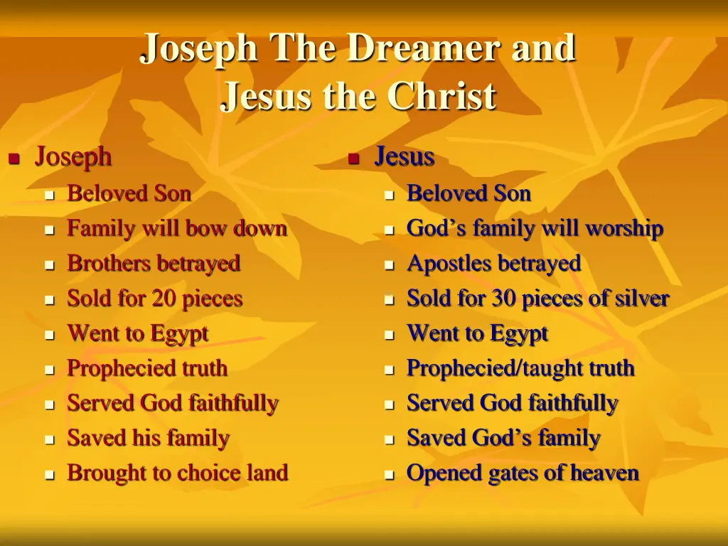 joseph the dreamer and jesus the christ