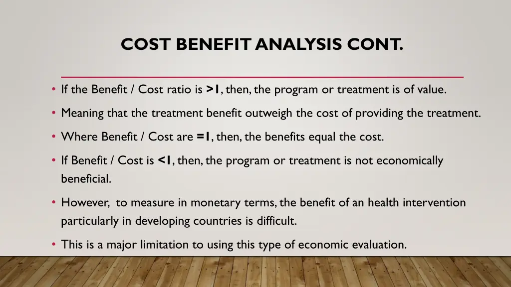 cost benefit analysis cont 1