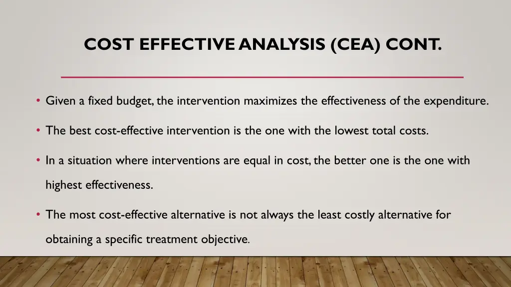 cost effective analysis cea cont