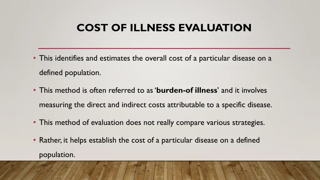 cost of illness evaluation