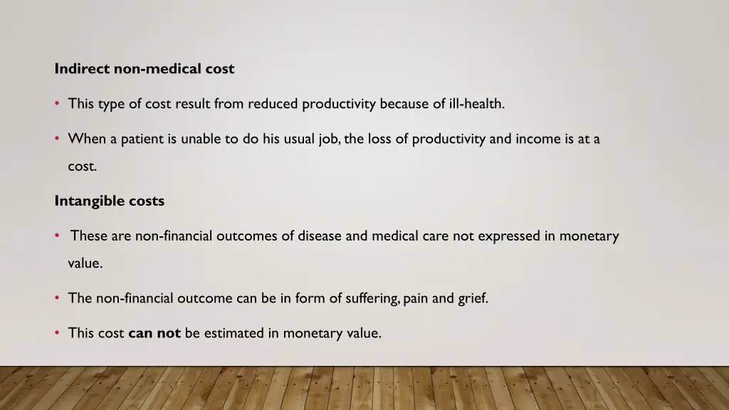 indirect non medical cost