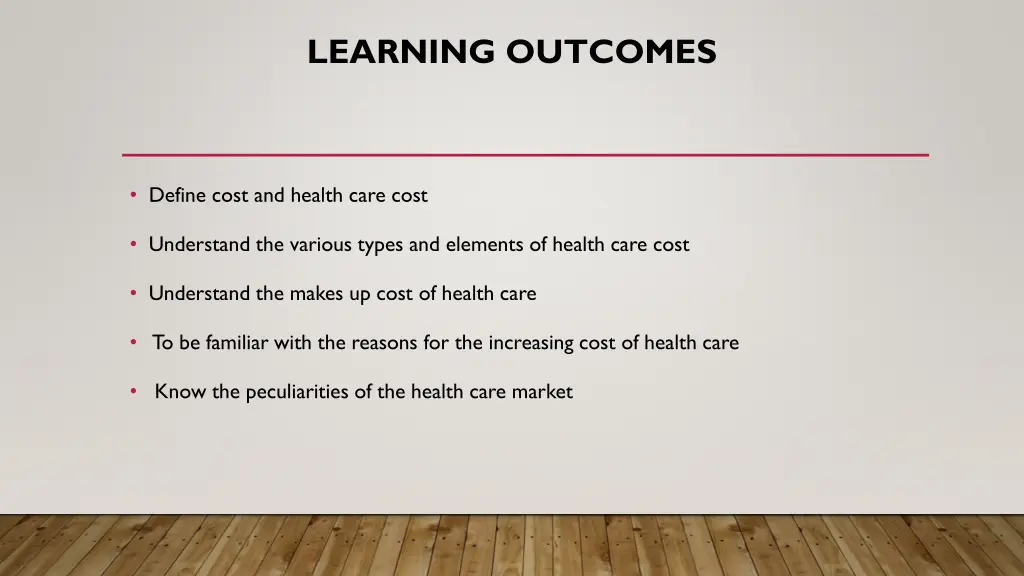 learning outcomes