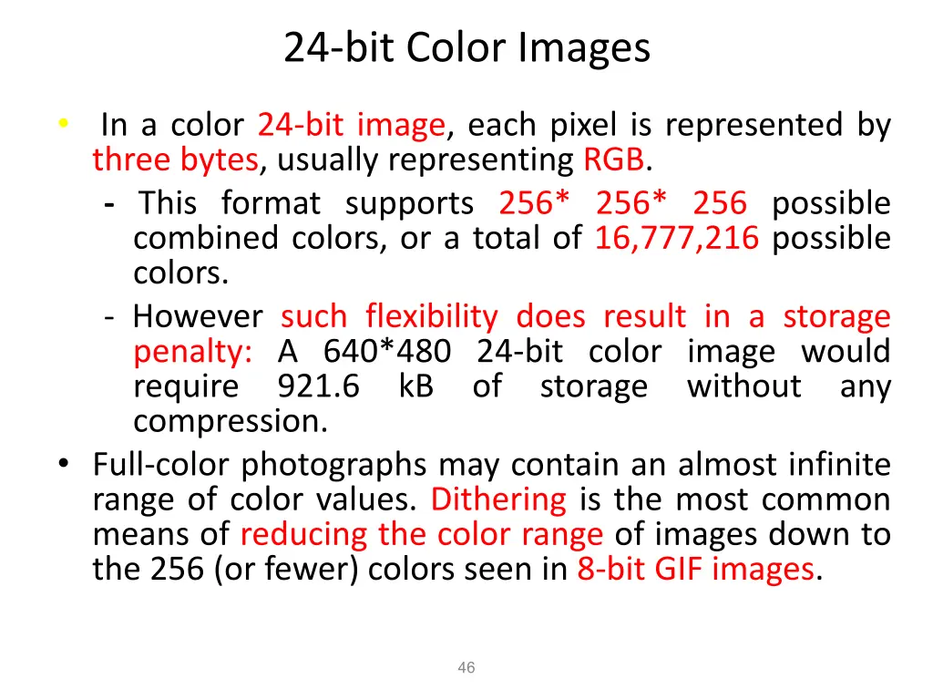 24 bit color images