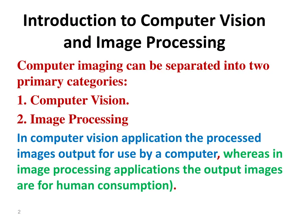 introduction to computer vision and image