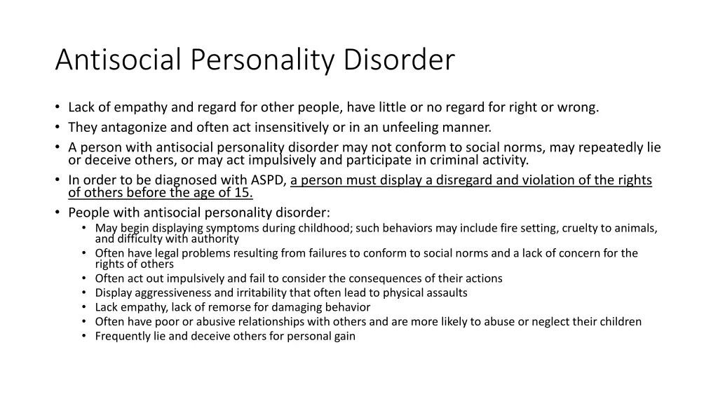 antisocial personality disorder