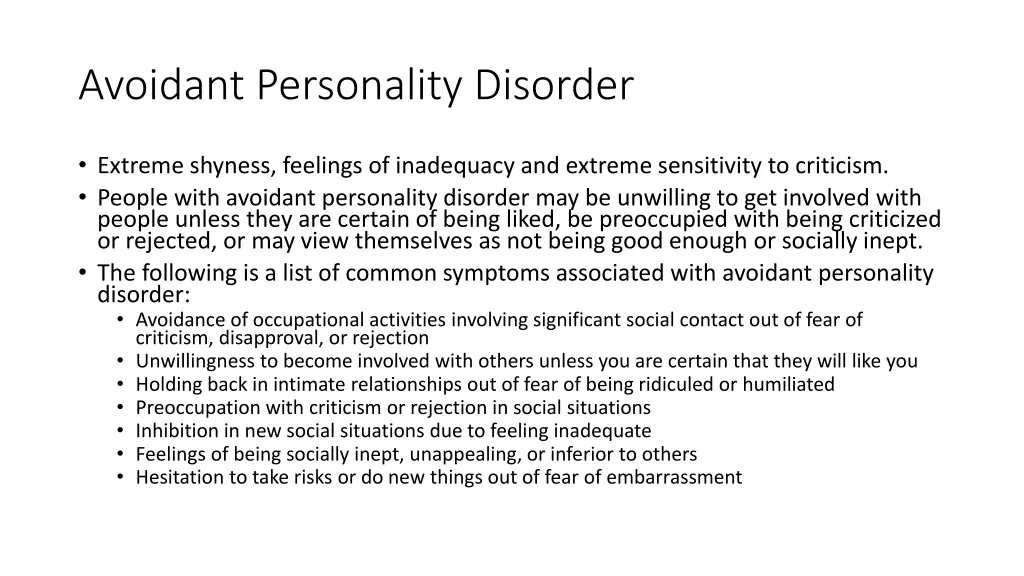 avoidant personality disorder