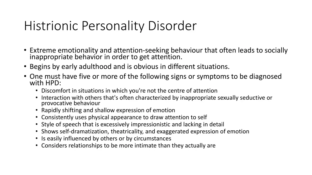 histrionic personality disorder