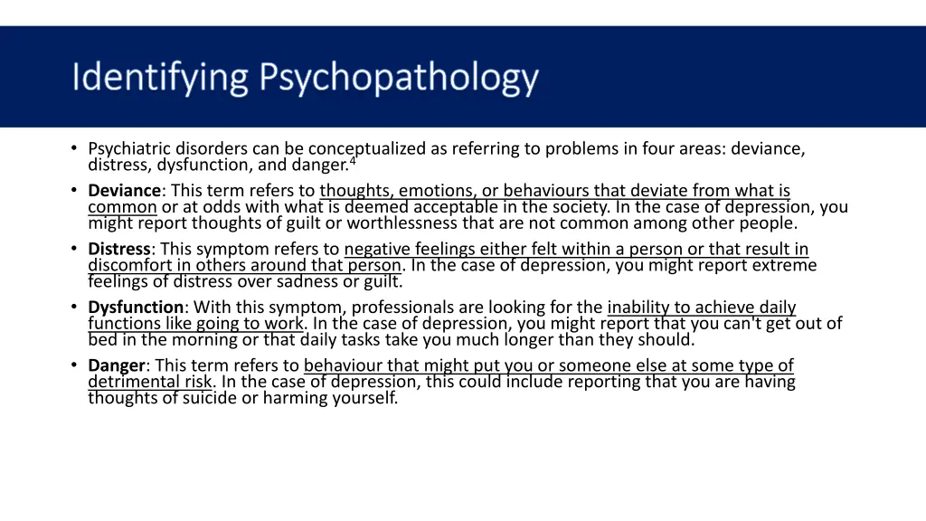 identifying psychopathology identifying