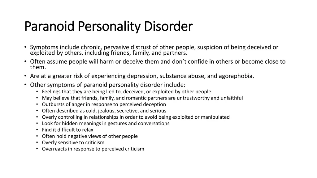 paranoid personality disorder paranoid