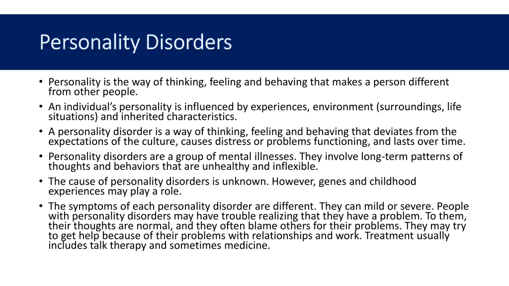 personality disorders personality disorders