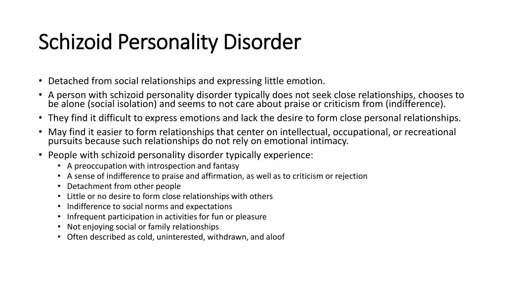 schizoid personality disorder schizoid