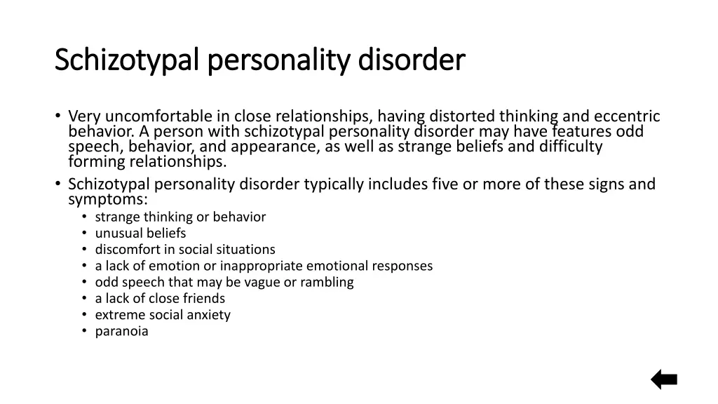 schizotypal personality disorder schizotypal