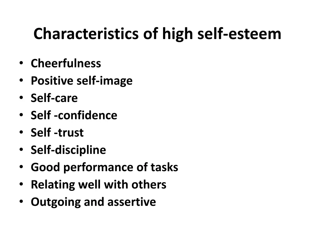 characteristics of high self esteem