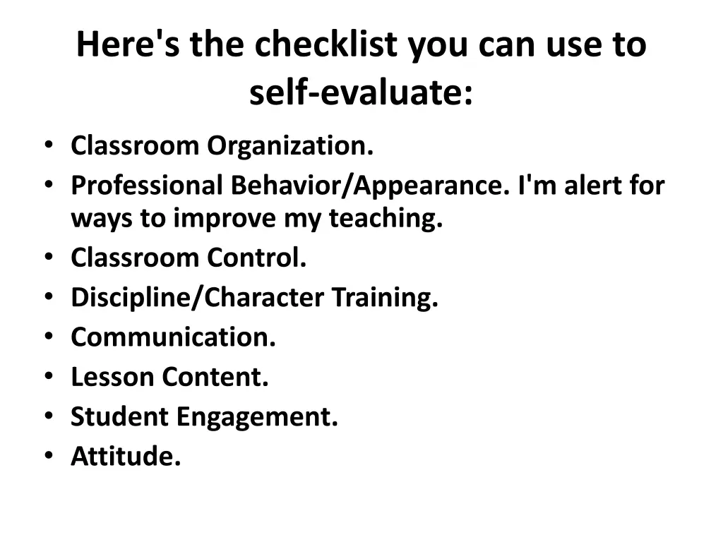 here s the checklist you can use to self evaluate