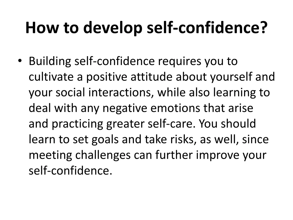 how to develop self confidence