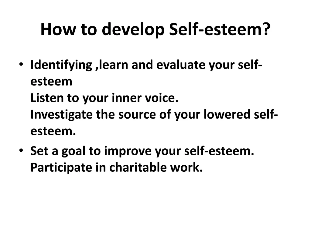 how to develop self esteem