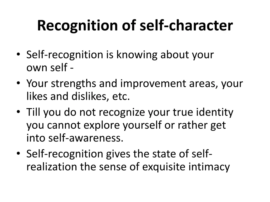 recognition of self character 2