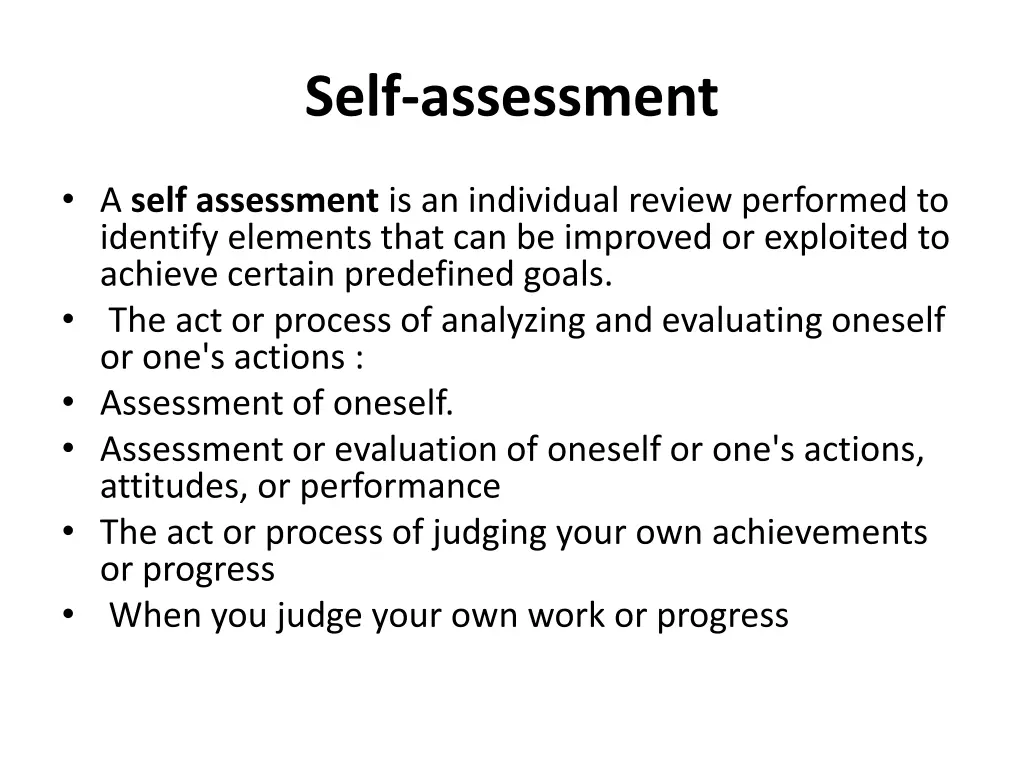 self assessment