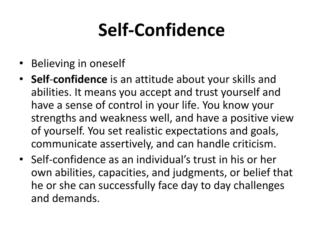 self confidence