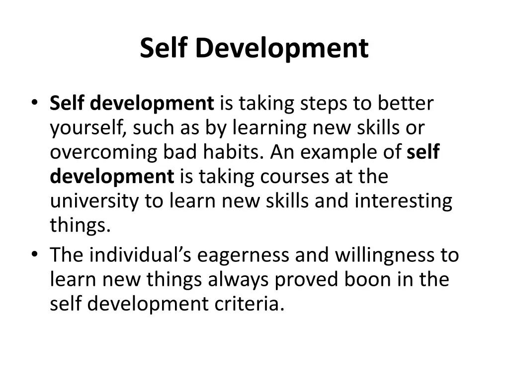 self development