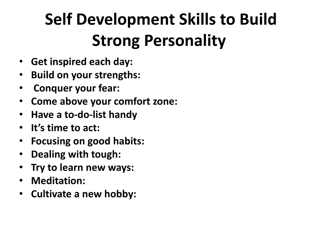 self development skills to build strong